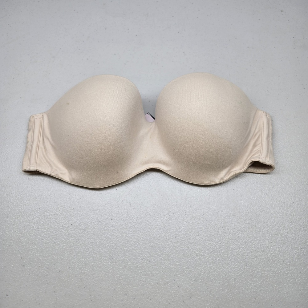 Victoria Secret Women Bra 34D Beige T Shirt Underwired Strapless Multi Way READ
